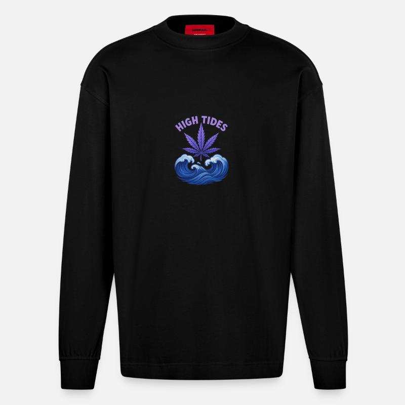 High Tides - Heavyweight Oversized Organic Langarmshirt Made in EU - SOLID BLACK
