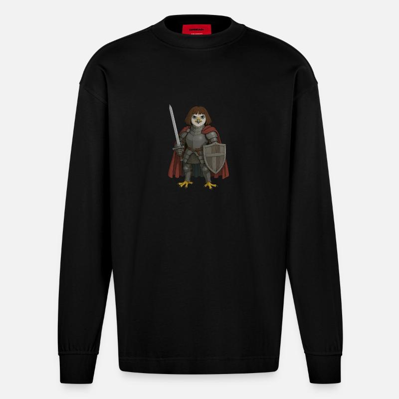 Jeanne d'Arc - Heavyweight Oversized Organic Langarmshirt Made in EU - SOLID BLACK