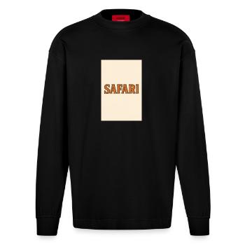 Safari lettering in color - Heavyweight Oversized Organic Longsleeve Shirt Made in EU - SOLID BLACK - Front