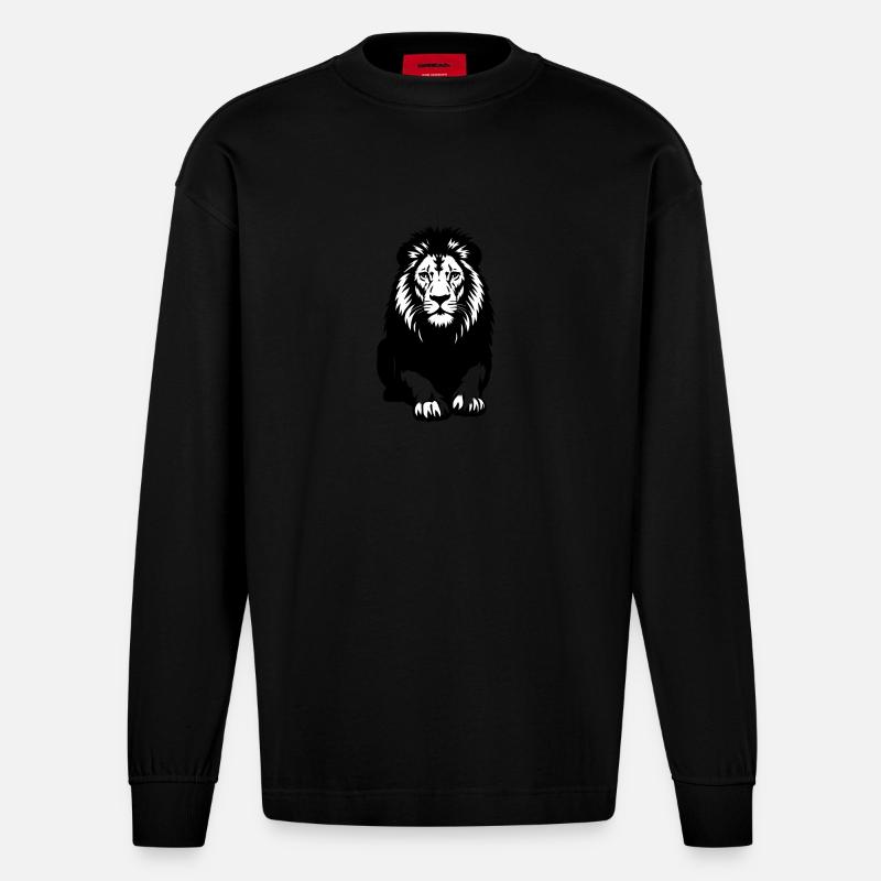 Lion - Heavyweight Oversized Organic Longsleeve Shirt Made in EU - SOLID BLACK
