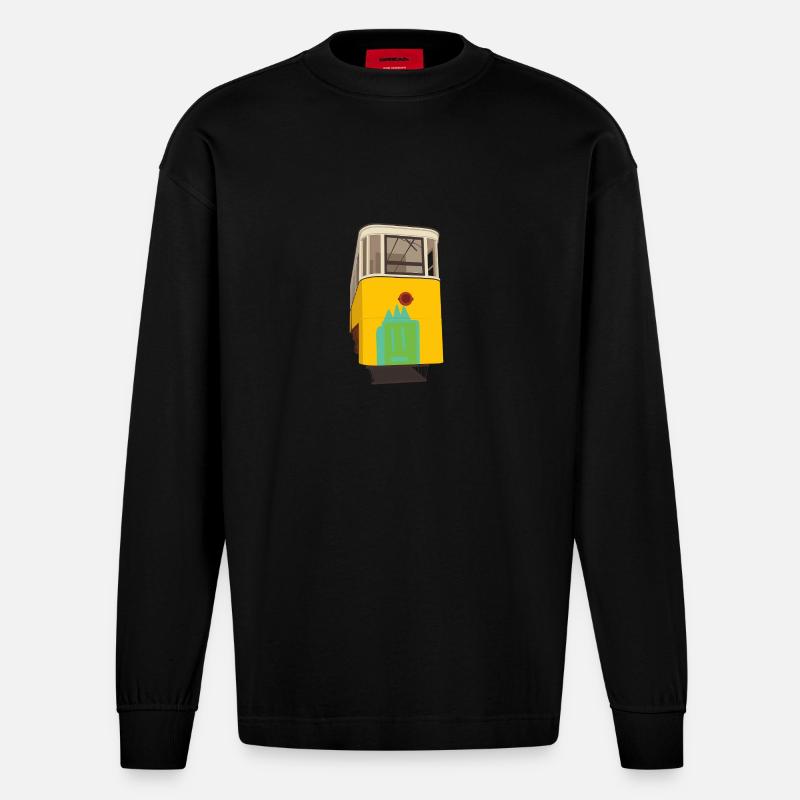Seilbahn - Heavyweight Oversized Organic Langarmshirt Made in EU - SOLID BLACK