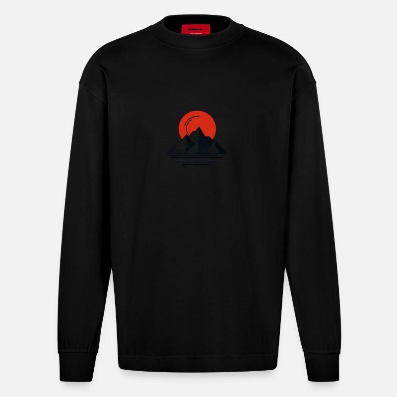 Midnight Sun Summit - Heavyweight Oversized Organic Langarmshirt Made in EU - SOLID BLACK