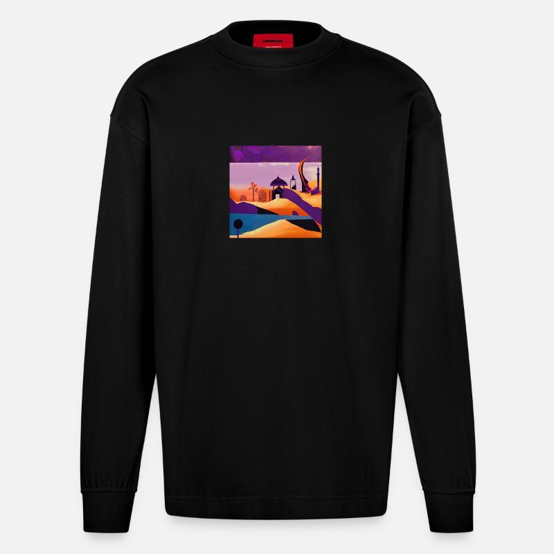 Leben in der Wüste - Heavyweight Oversized Organic Langarmshirt Made in EU - SOLID BLACK