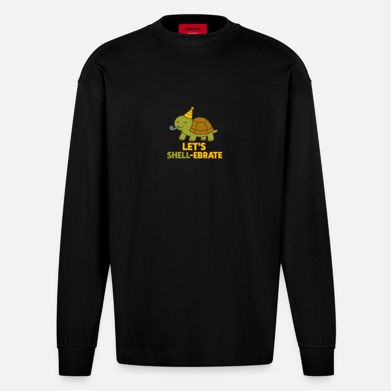Let's Shell-ebrate – Party Turtle Edition - Heavyweight Oversized Organic Langarmshirt Made in EU - SOLID BLACK