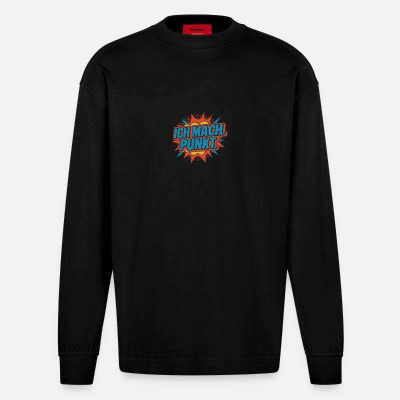 Ich mach Punkt Comic - Heavyweight Oversized Organic Langarmshirt Made in EU - SOLID BLACK