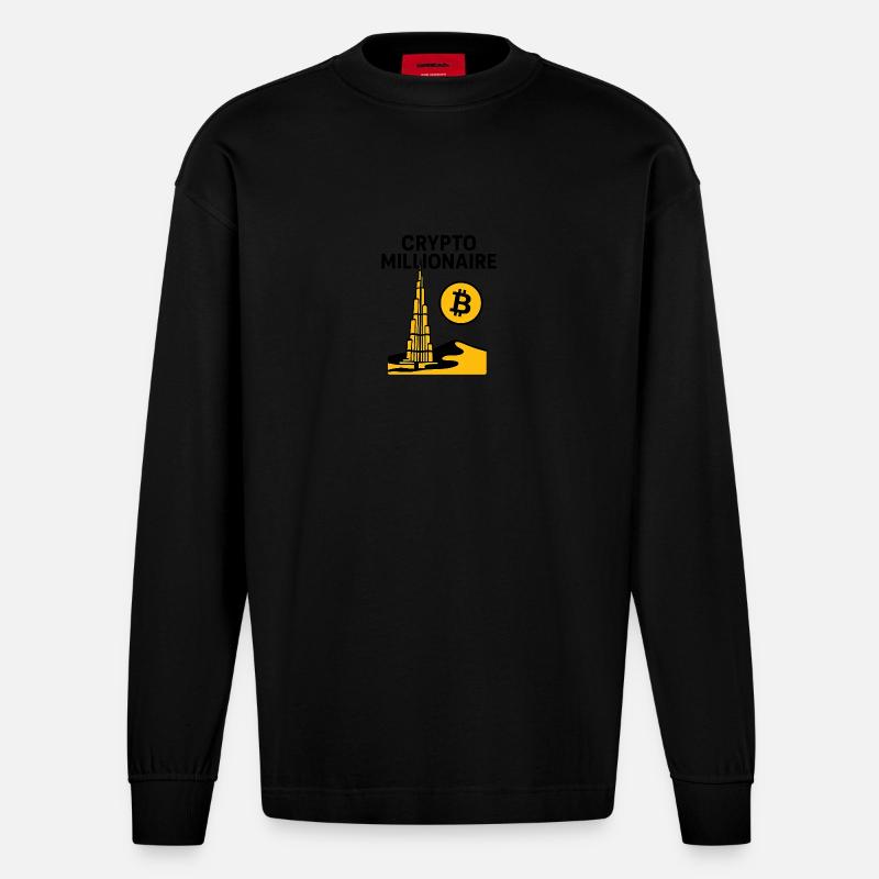 Crypto dubai - Heavyweight Oversized Organic Langarmshirt Made in EU - SOLID BLACK