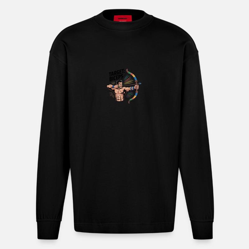 Target Biceps Training - Heavyweight Oversized Organic Langarmshirt Made in EU - SOLID BLACK