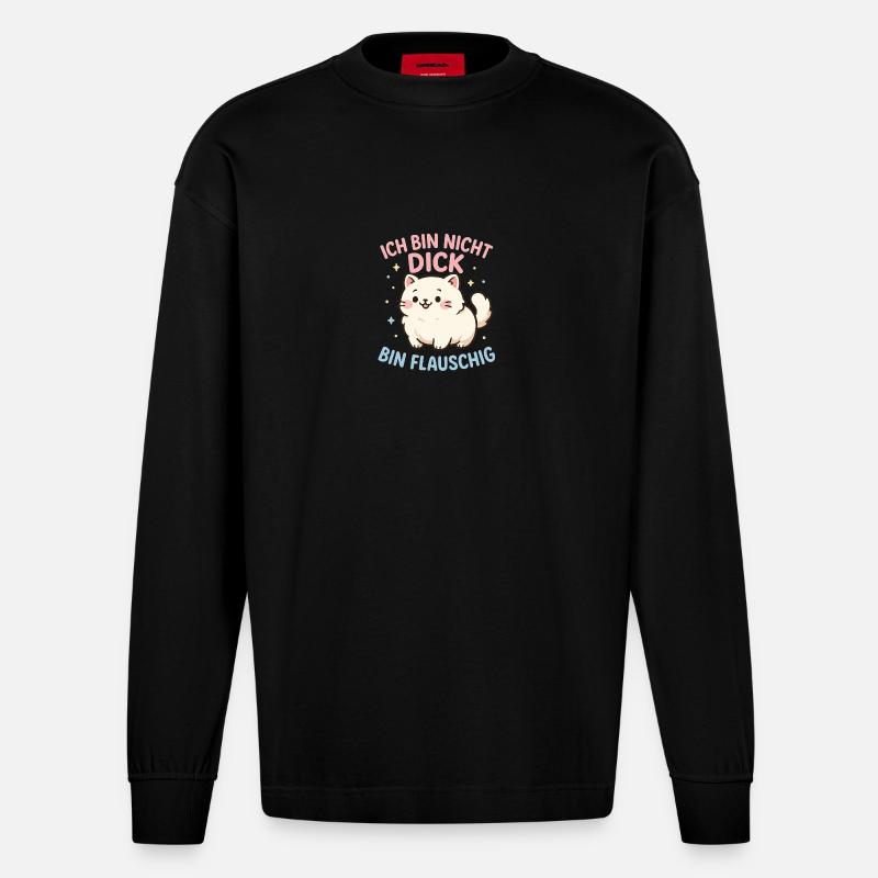 Bin nicht dick - Heavyweight Oversized Organic Langarmshirt Made in EU - SOLID BLACK