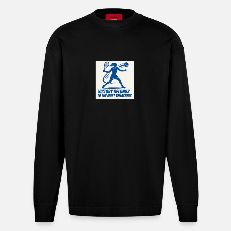 Sieg in der hartnäckigsten Zeit - Heavyweight Oversized Organic Langarmshirt Made in EU - SOLID BLACK