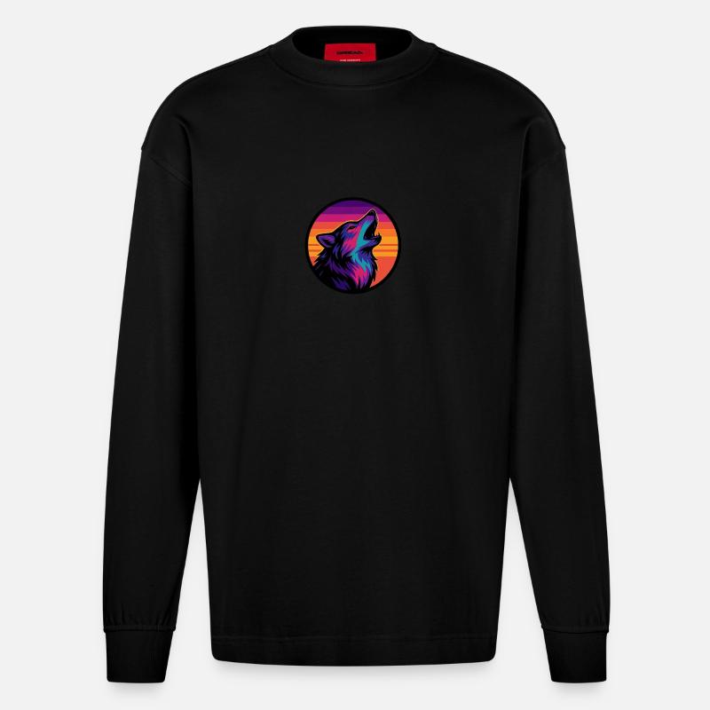 Wolf - Heavyweight Oversized Organic Langarmshirt Made in EU - SOLID BLACK