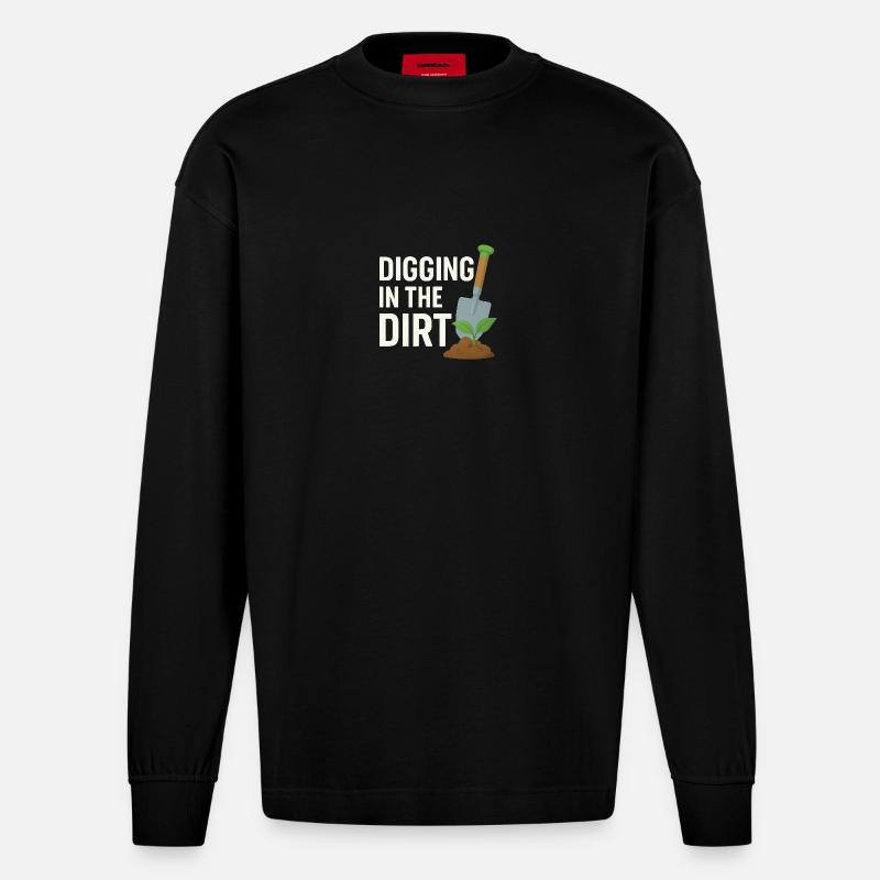 Digging in the Dirt – Gärtner - Heavyweight Oversized Organic Langarmshirt Made in EU - SOLID BLACK