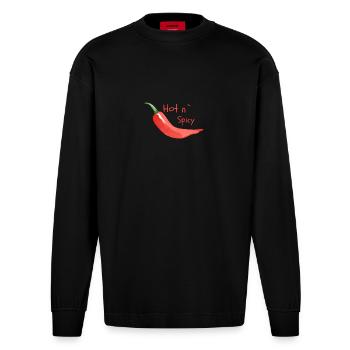 Hot n Spicy - Heavyweight Oversized Organic Longsleeve Shirt Made in EU - SOLID BLACK - Front