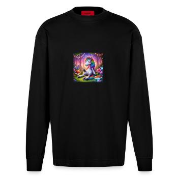 Stoned Unicorn - Heavyweight Oversized Organic Longsleeve Shirt Made in EU - SOLID BLACK - Front