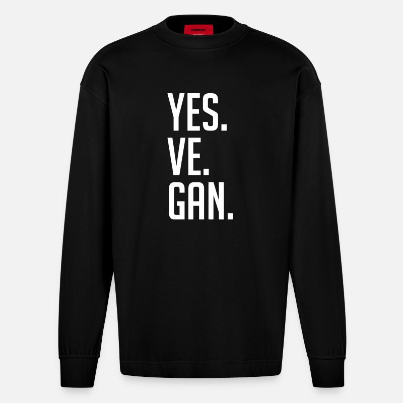 yes, vegan! - Heavyweight Oversized Organic Langarmshirt Made in EU - SOLID BLACK