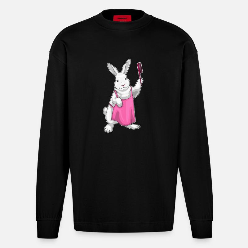 Peigne de coiffeur Bunny - Manches longues bio épais oversize fabriqué en UE - SOLID BLACK
