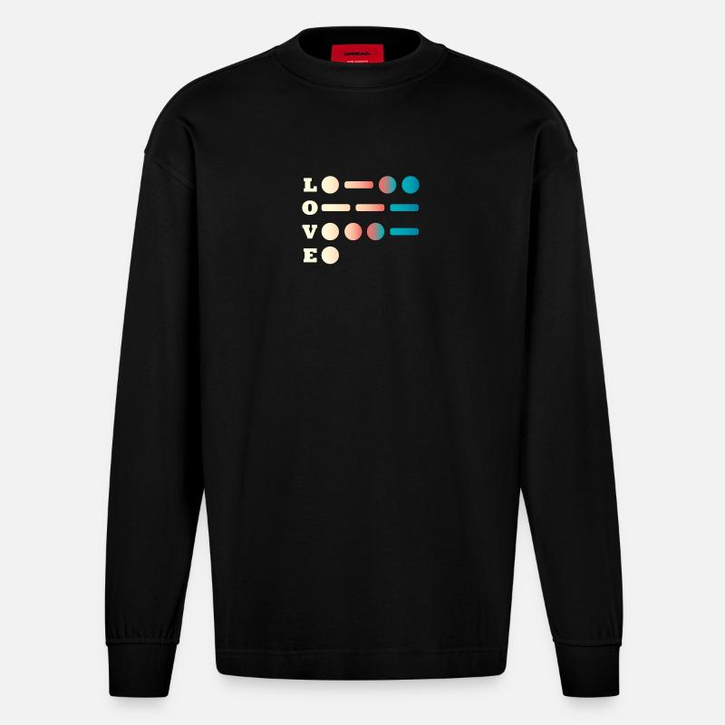 Aimer le code Morse - Manches longues bio épais oversize fabriqué en UE - SOLID BLACK