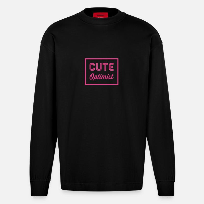 Cute optimist - Geschenkidee - Heavyweight Oversized Organic Langarmshirt Made in EU - SOLID BLACK