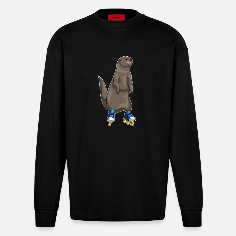 Otter Inline skating Inline skates - Heavyweight Oversized Organic Langarmshirt Made in EU - SOLID BLACK