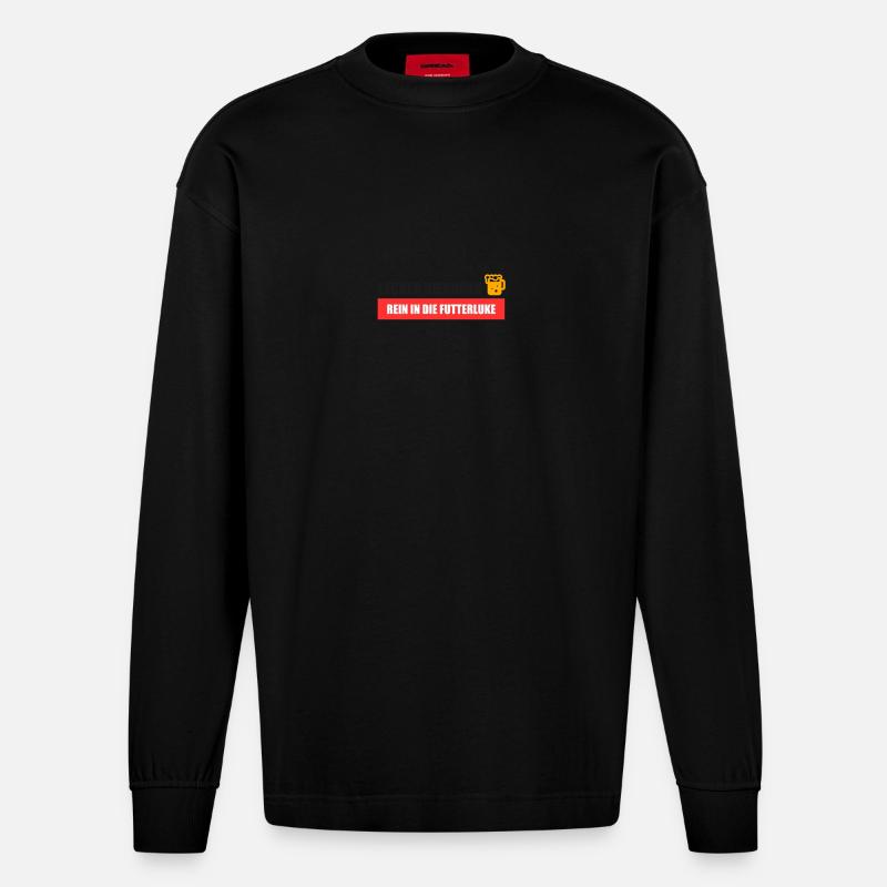 Lecker Bierchen Futterluke - Heavyweight Oversized Organic Langarmshirt Made in EU - SOLID BLACK