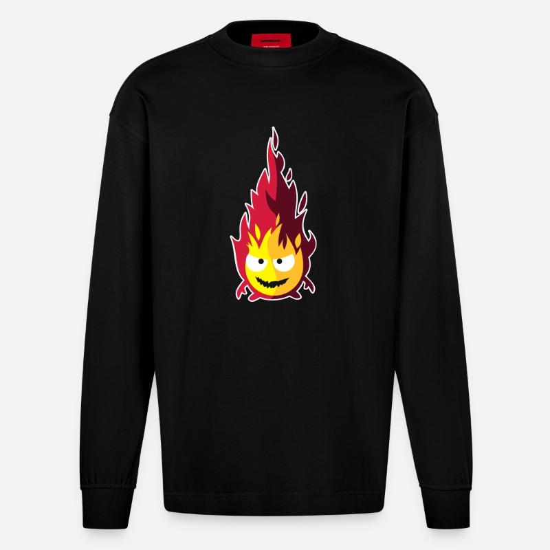 Feuer-Elementar - Heavyweight Oversized Organic Langarmshirt Made in EU - SOLID BLACK