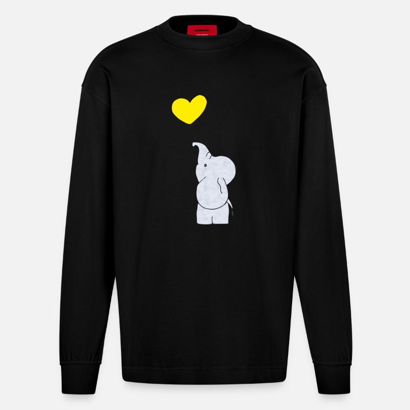 elefant elefanten haut - Heavyweight Oversized Organic Langarmshirt Made in EU - SOLID BLACK