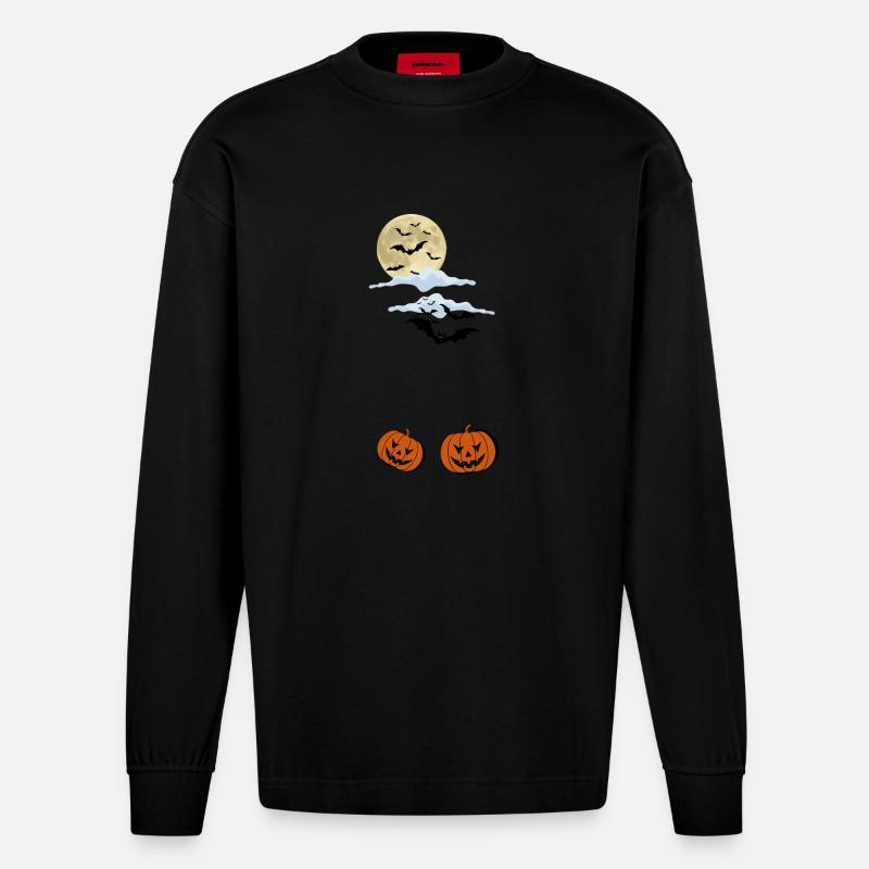 The night before Halloween - Heavyweight Oversized Organic Longsleeve Shirt Made in EU - SOLID BLACK
