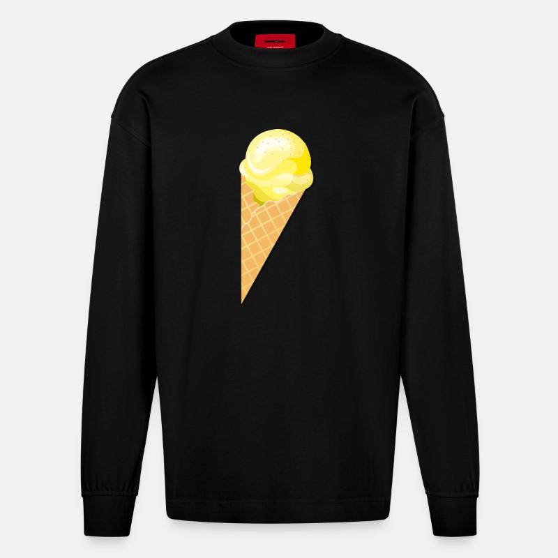 Kugel Vanille Eis Geschenk Idee - Heavyweight Oversized Organic Langarmshirt Made in EU - SOLID BLACK