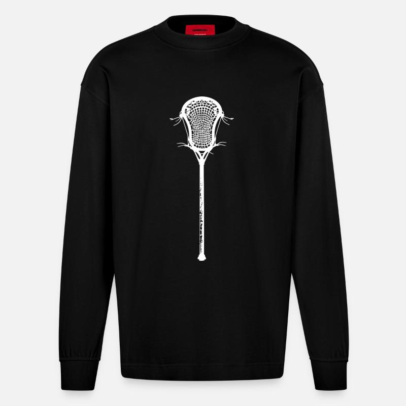 Dessin de batte de crosse - Manches longues bio épais oversize fabriqué en UE - SOLID BLACK