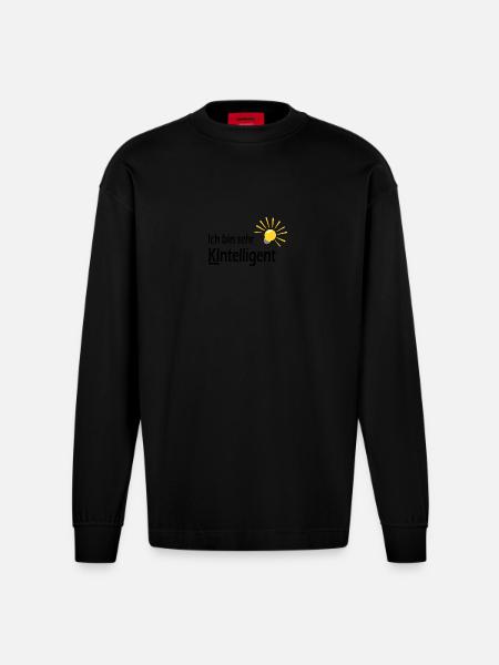 I'm very creative - Heavyweight Oversized Organic Longsleeve Shirt Made in EU - SOLID BLACK