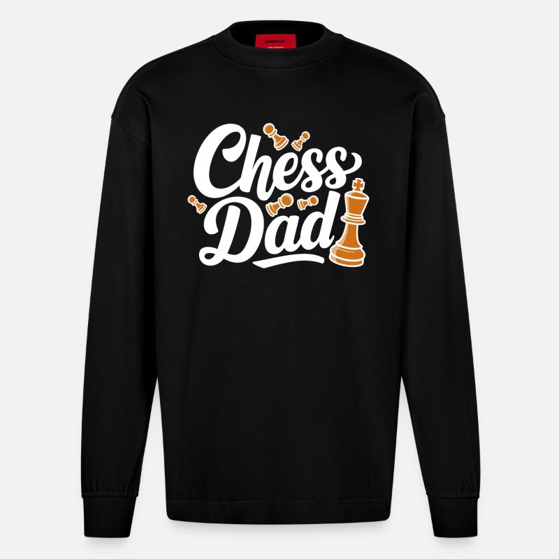 Chess Dad Schach Spruch Zitat - Heavyweight Oversized Organic Langarmshirt Made in EU - SOLID BLACK