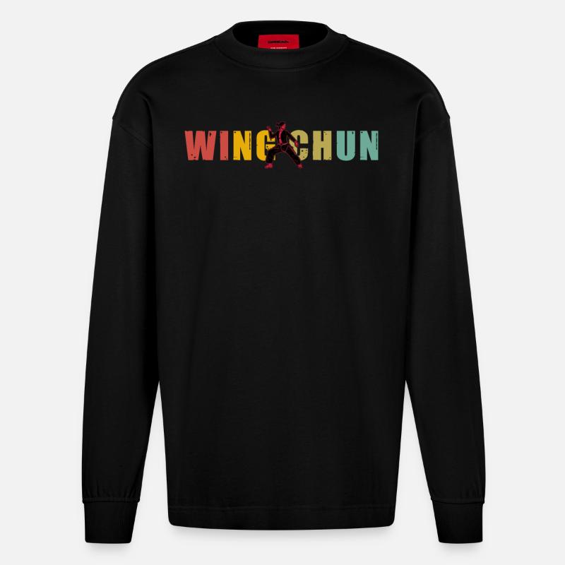 Wing Chun - Heavyweight Oversized Organic Langarmshirt Made in EU - SOLID BLACK