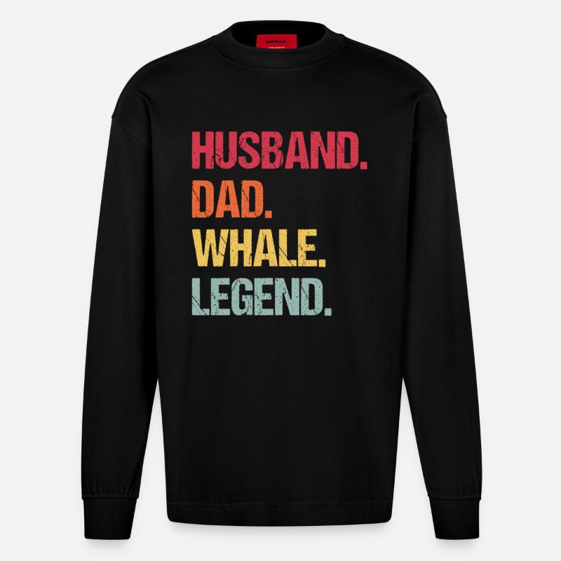Ehemann Papa Wal-Legende - Heavyweight Oversized Organic Langarmshirt Made in EU - SOLID BLACK
