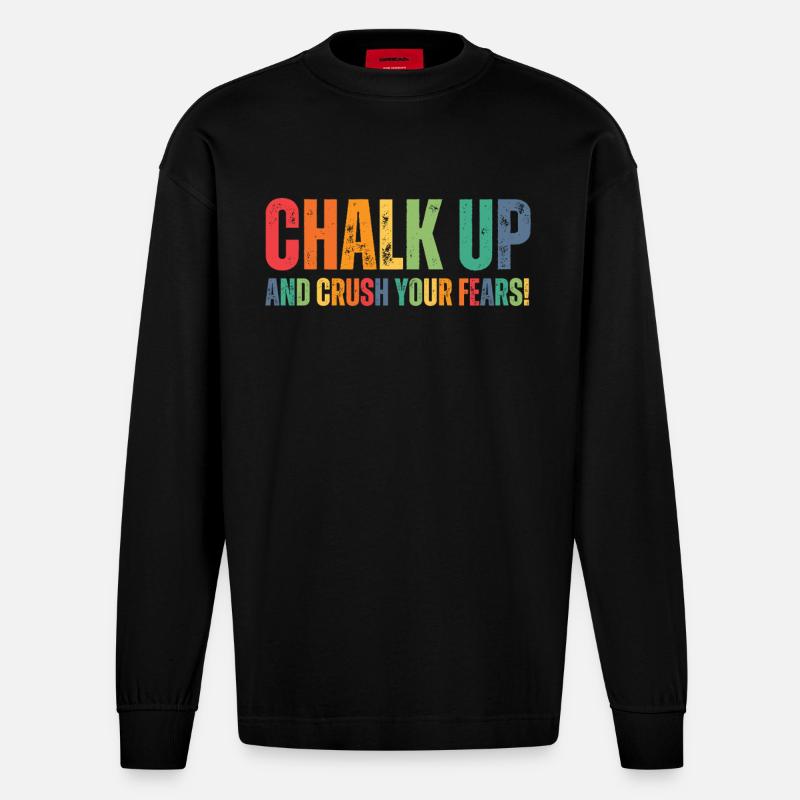 Bouldern Chalk Up Boulderer - Heavyweight Oversized Organic Langarmshirt Made in EU - SOLID BLACK