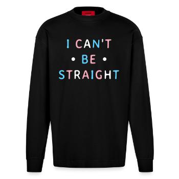Ich kann nicht hetero sein in Transgender Farben - Heavyweight Oversized Organic Langarmshirt Made in EU - SOLID BLACK - Vorne