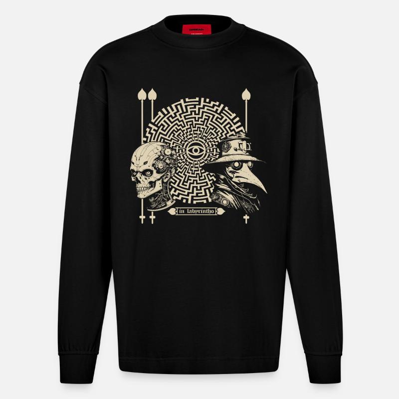 in labyrintho - Heavyweight Oversized Organic Langarmshirt Made in EU - SOLID BLACK