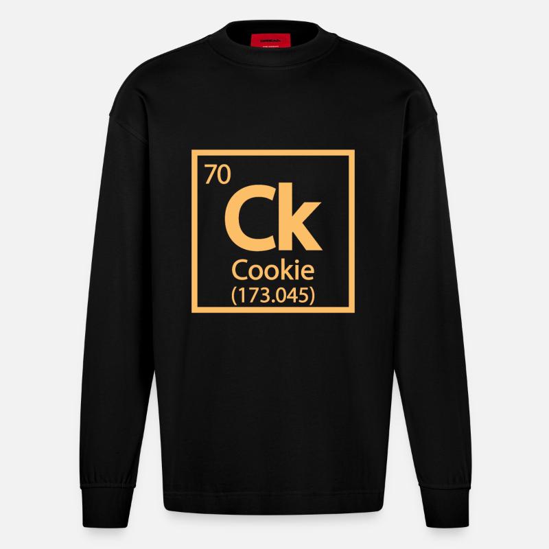 Cookie Element - Periodensystem Lustig - Heavyweight Oversized Organic Langarmshirt Made in EU - SOLID BLACK