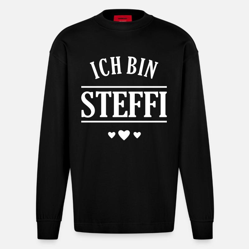 Ich bin Steffi - Heavyweight Oversized Organic Langarmshirt Made in EU - SOLID BLACK
