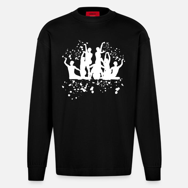 Artistic Swim Team Synchronschwimmen - Heavyweight Oversized Organic Langarmshirt Made in EU - SOLID BLACK