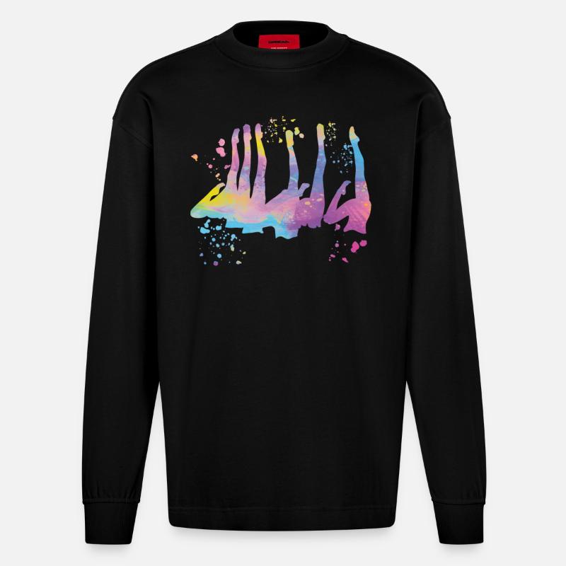 Artistic Swim Team Synchronschwimmen - Heavyweight Oversized Organic Langarmshirt Made in EU - SOLID BLACK