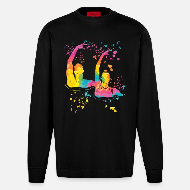 Artistic Swim Team Synchronschwimmen - Heavyweight Oversized Organic Langarmshirt Made in EU - SOLID BLACK