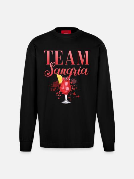 Cocktail Bartender Team Sangria - Heavyweight Oversized Organic Longsleeve Shirt Made in EU - SOLID BLACK