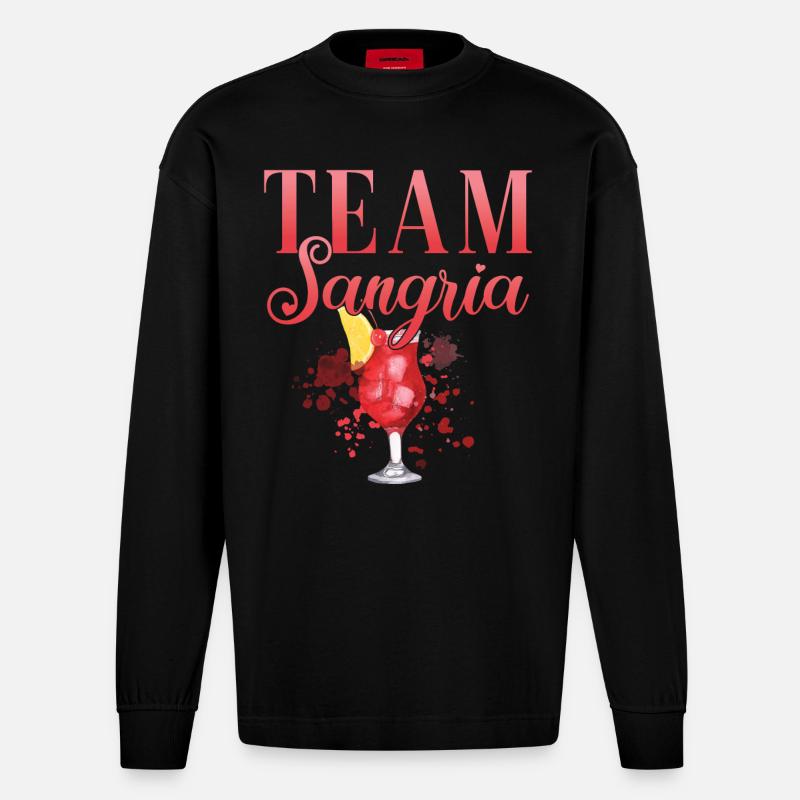 Cocktail Barkeeper Team Sangria - Heavyweight Oversized Organic Langarmshirt Made in EU - SOLID BLACK