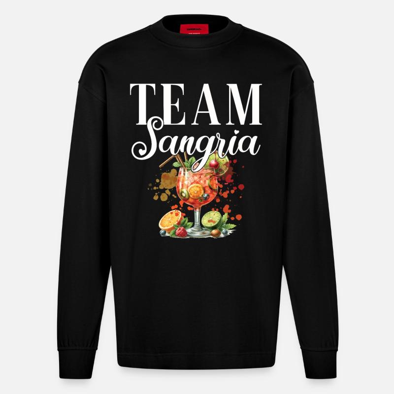Cocktail Bartender Team Sangria - Manches longues bio épais oversize fabriqué en UE - SOLID BLACK
