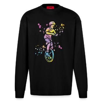 Unicyclist unicycle unicycle - Heavyweight Oversized Organic Longsleeve Shirt Made in EU - SOLID BLACK - Front