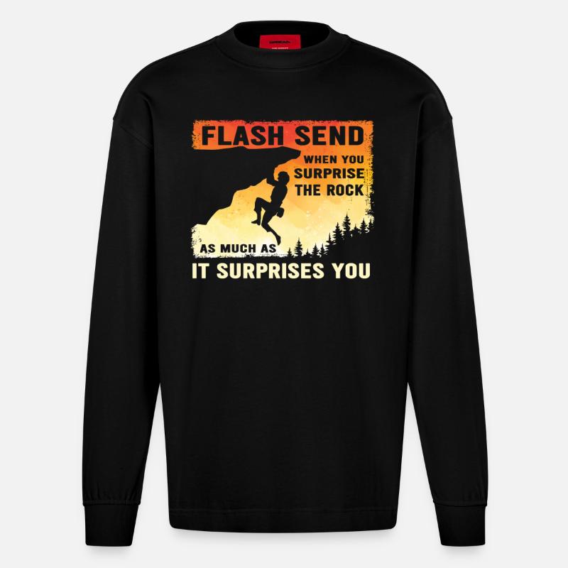 Boulderer Flash Send Bloc - Manches longues bio épais oversize fabriqué en UE - SOLID BLACK