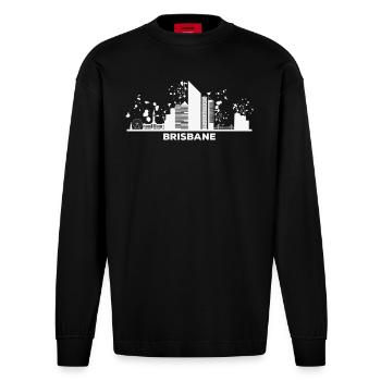 Brisbanites Skyline Brisbane - Manches longues bio épais oversize fabriqué en UE - SOLID BLACK - Devant