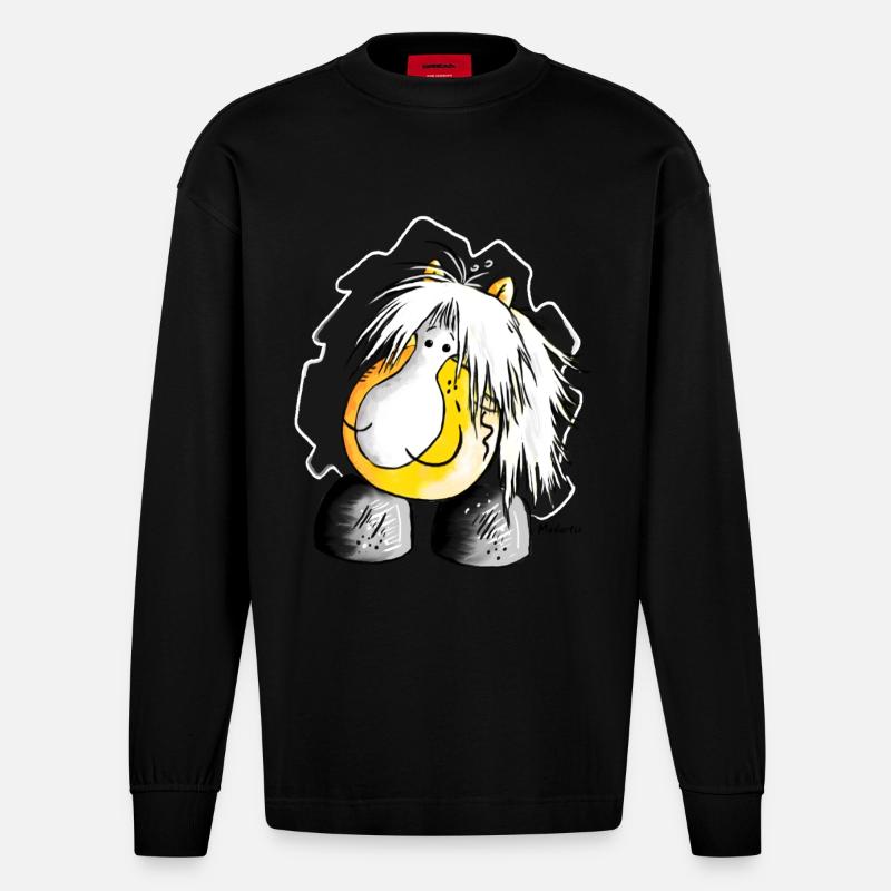 Haflinger - Hafi - Pferd - Heavyweight Oversized Organic Langarmshirt Made in EU - SOLID BLACK