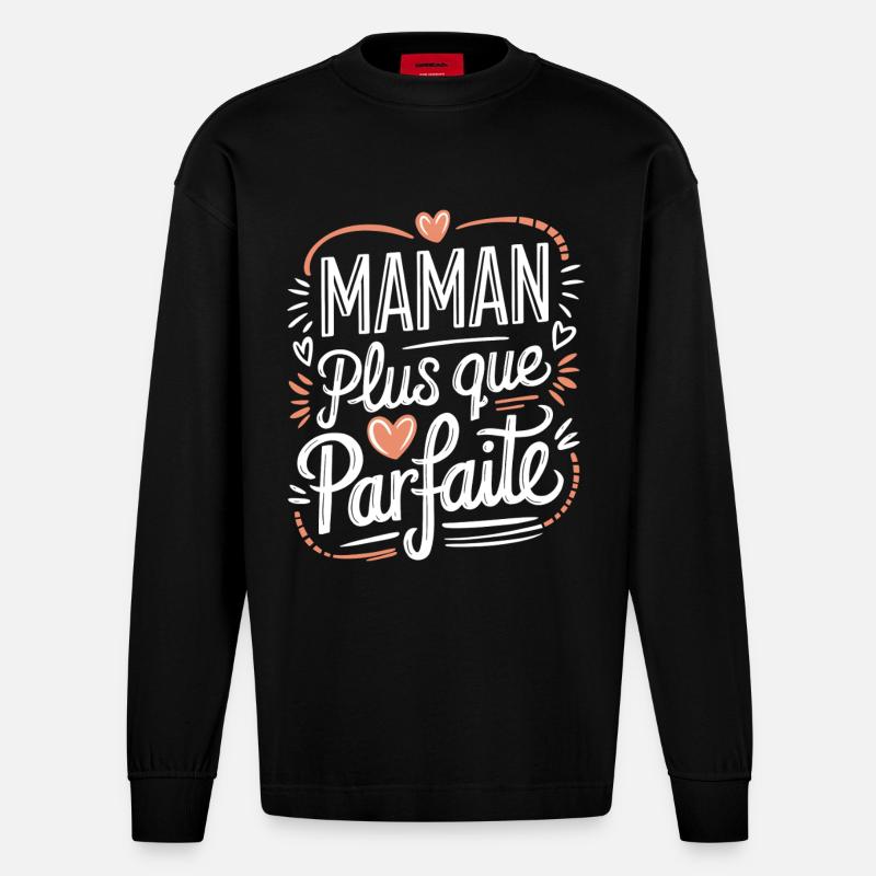Maman plus que Parfaite - Manches longues bio épais oversize fabriqué en UE - SOLID BLACK
