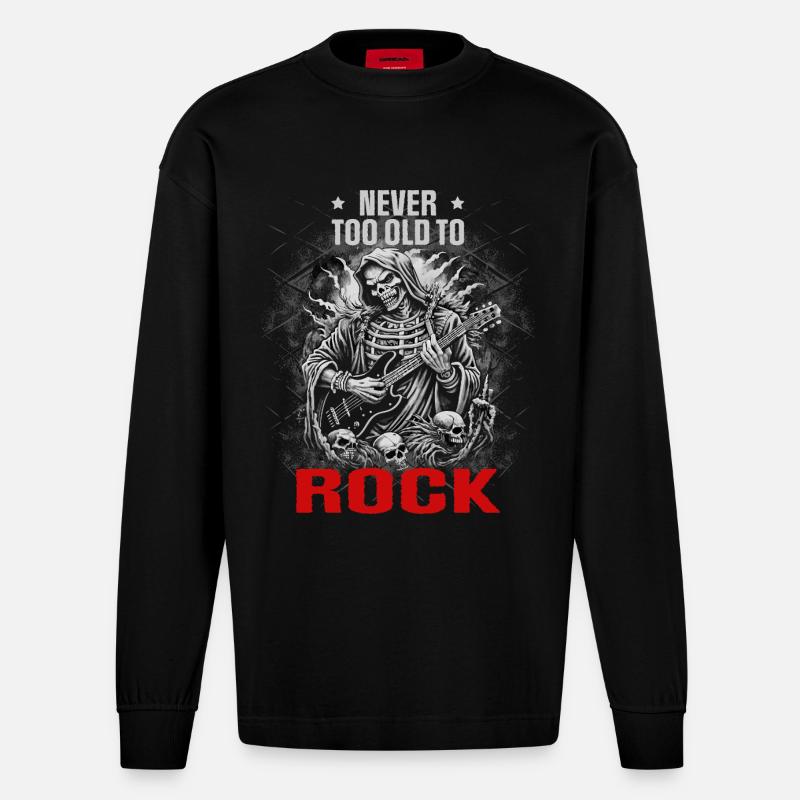 Never too old to Rock - Heavyweight Oversized Organic Langarmshirt Made in EU - SOLID BLACK