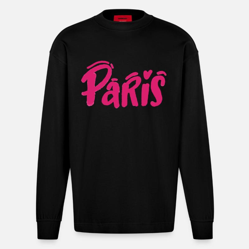 Paris - Heavyweight Oversized Organic Langarmshirt Made in EU - SOLID BLACK